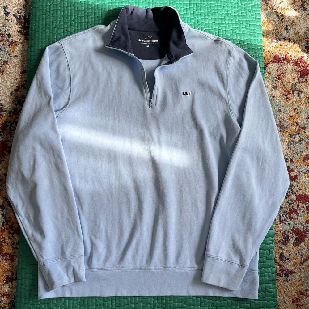 Women’s Vineyard Vines Blue Vintage Whale 1/4 Zip Shep Sweatshirt Pullover Sz M